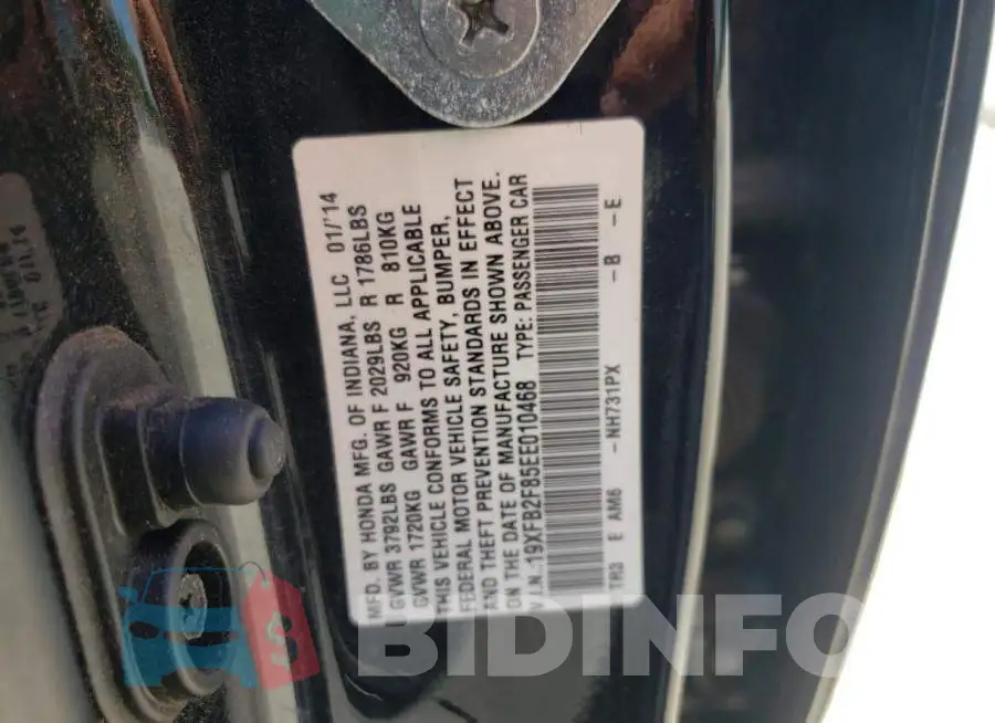 19XFB2F85EE010468 Photo# 12