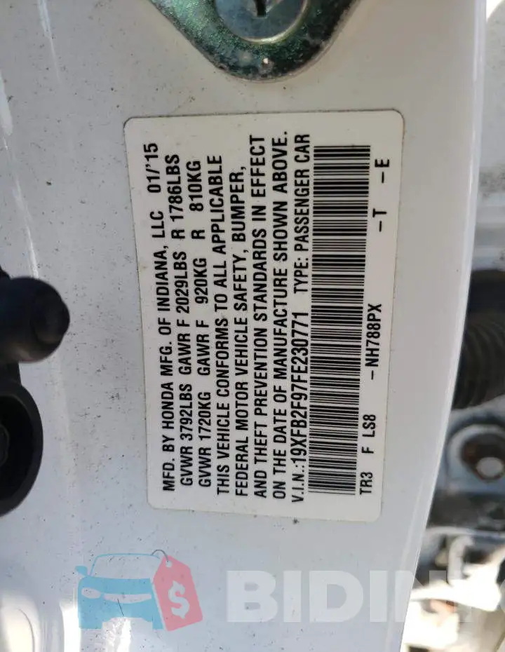 19XFB2F97FE230771 Photo# 13