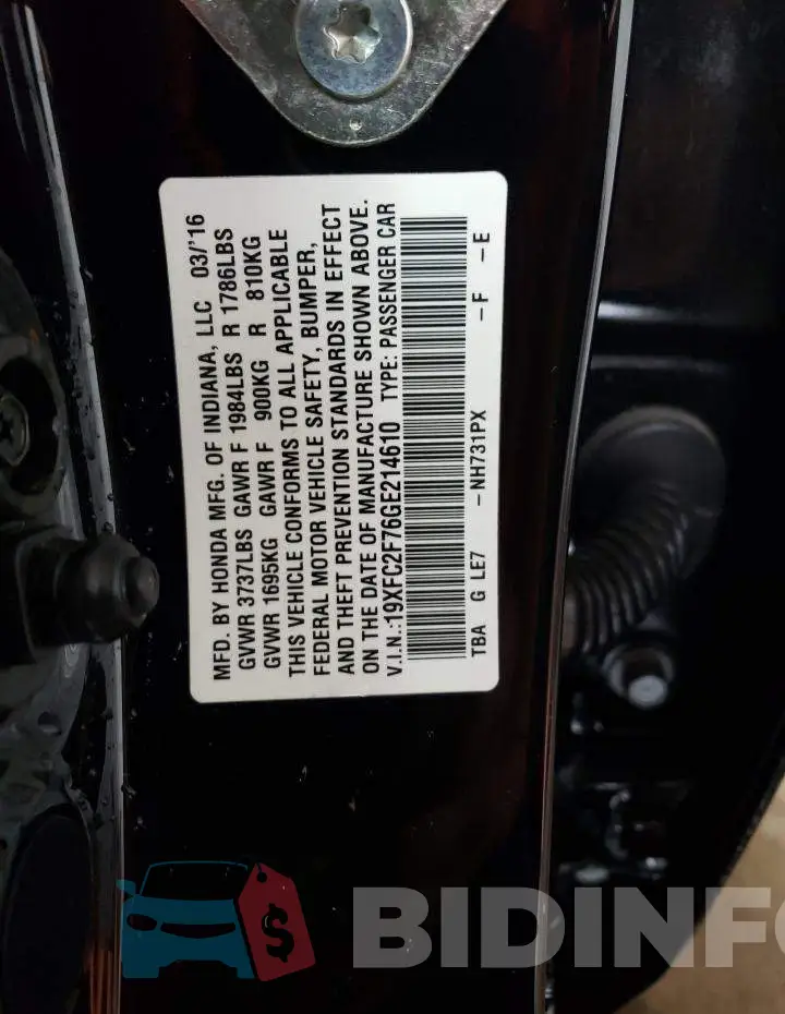 19XFC2F76GE214610 Photo# 12