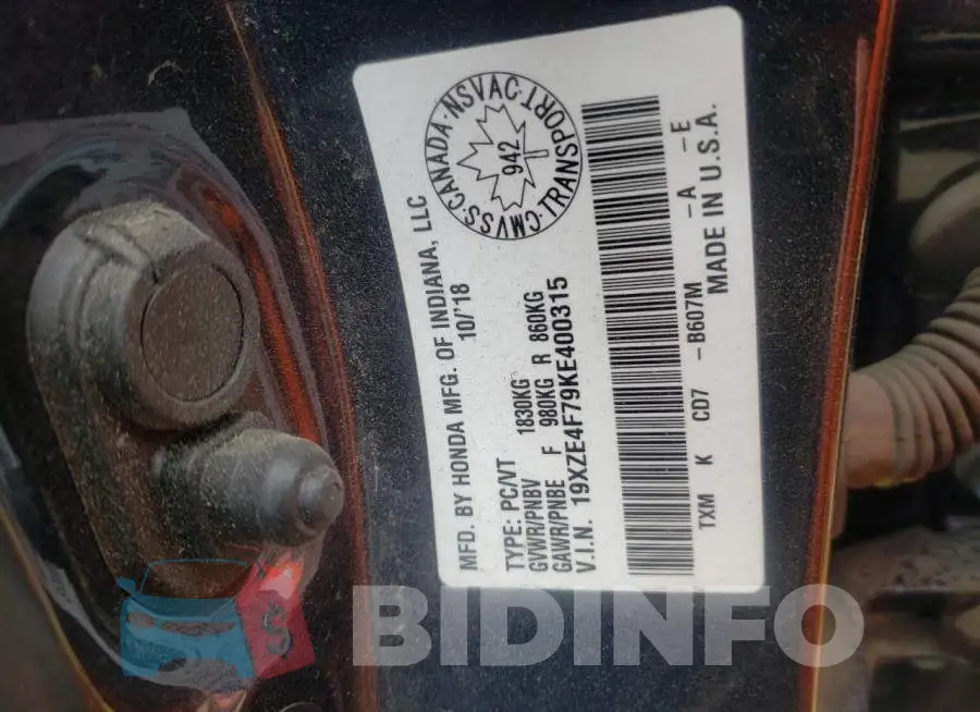 19XZE4F79KE400315 Photo# 12