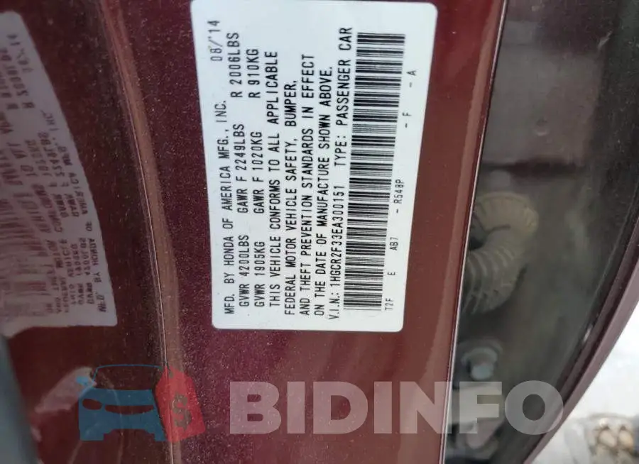 1HGCR2F33EA300151 Photo# 13