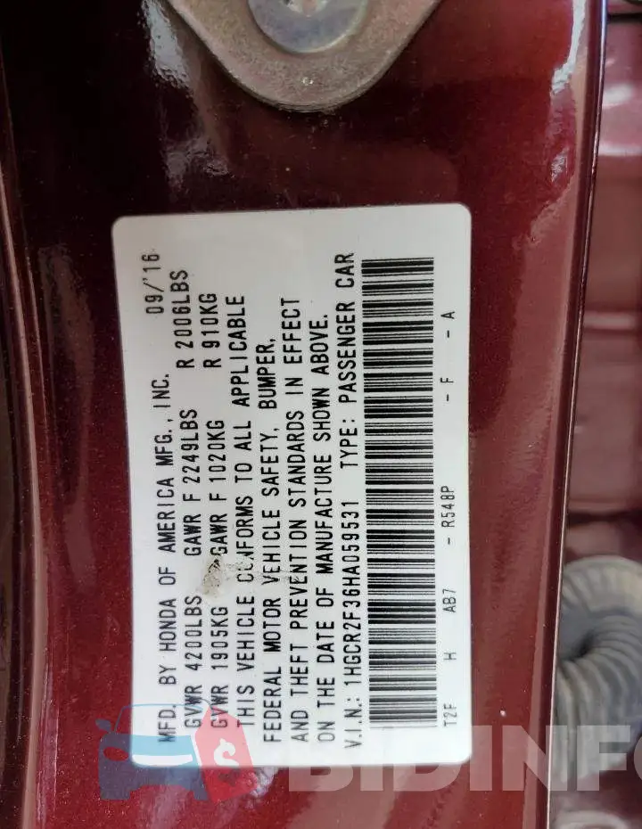 1HGCR2F36HA059531 Photo# 12