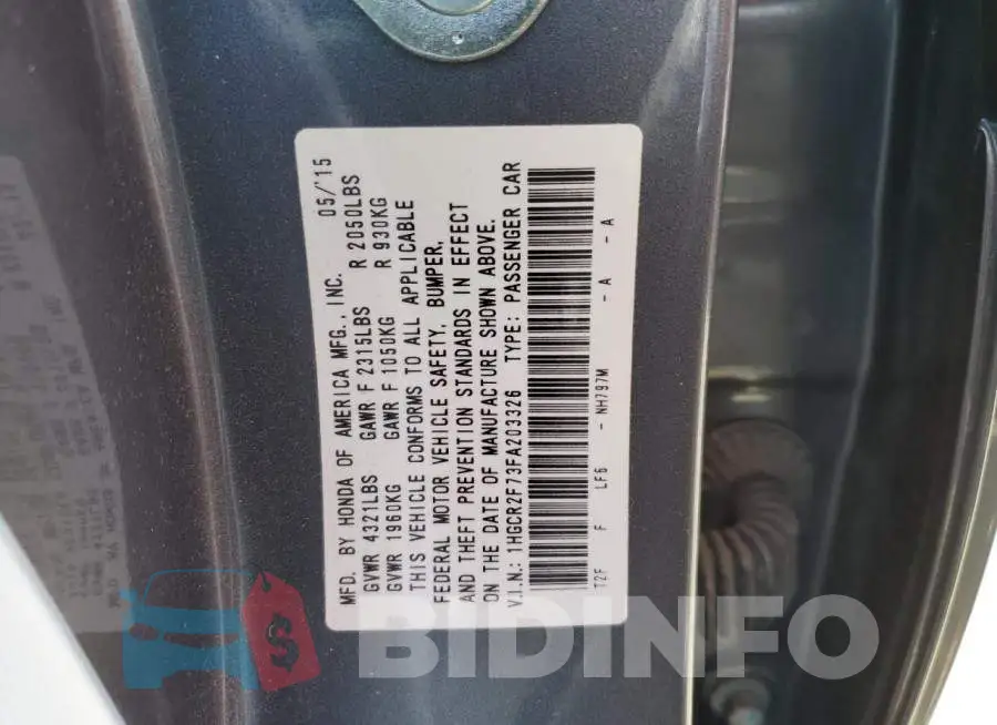 1HGCR2F73FA203326 Photo# 13