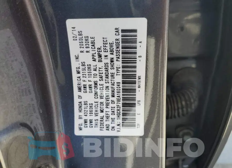 1HGCR2F78EA160049 Photo# 12