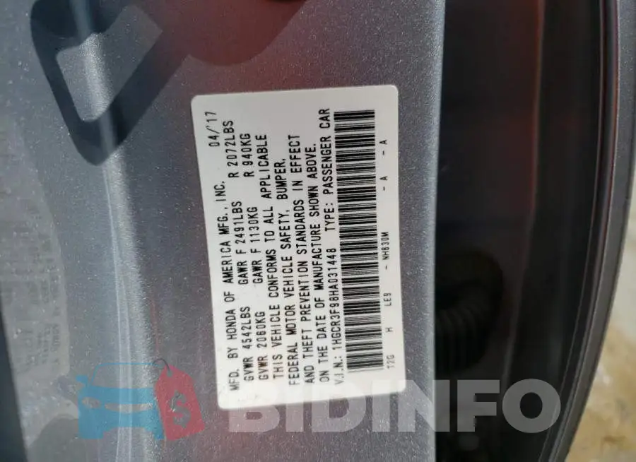 1HGCR3F98HA031448 Photo# 12