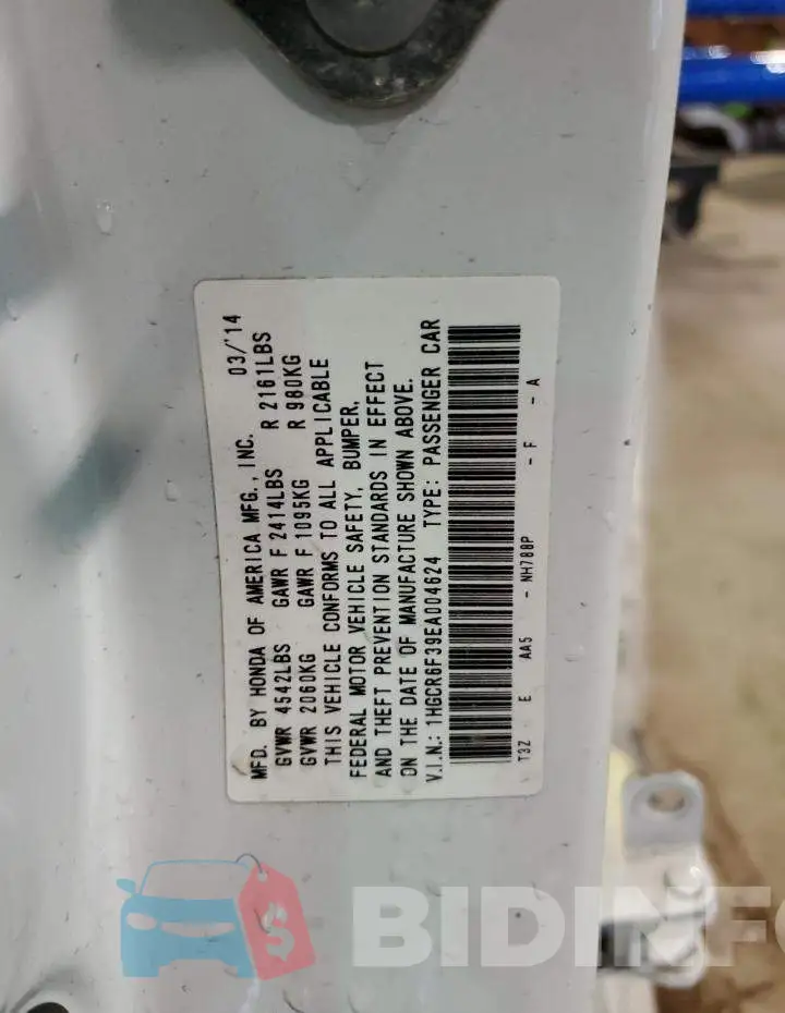 1HGCR6F39EA004624 Photo# 13