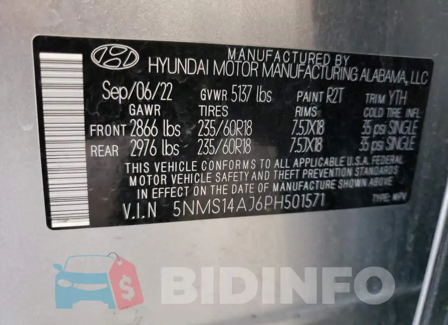 5NMS14AJ6PH501571 Photo# 12
