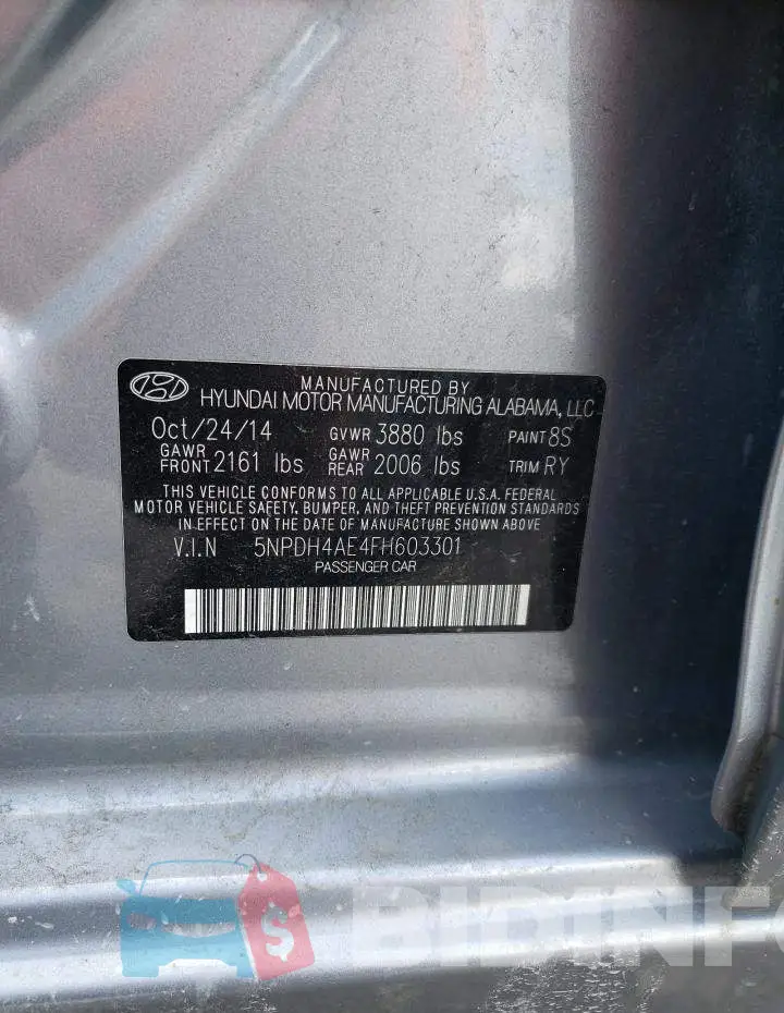 5NPDH4AE4FH603301 Photo# 12