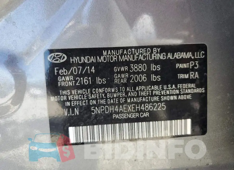 5NPDH4AEXEH486225 Photo# 13
