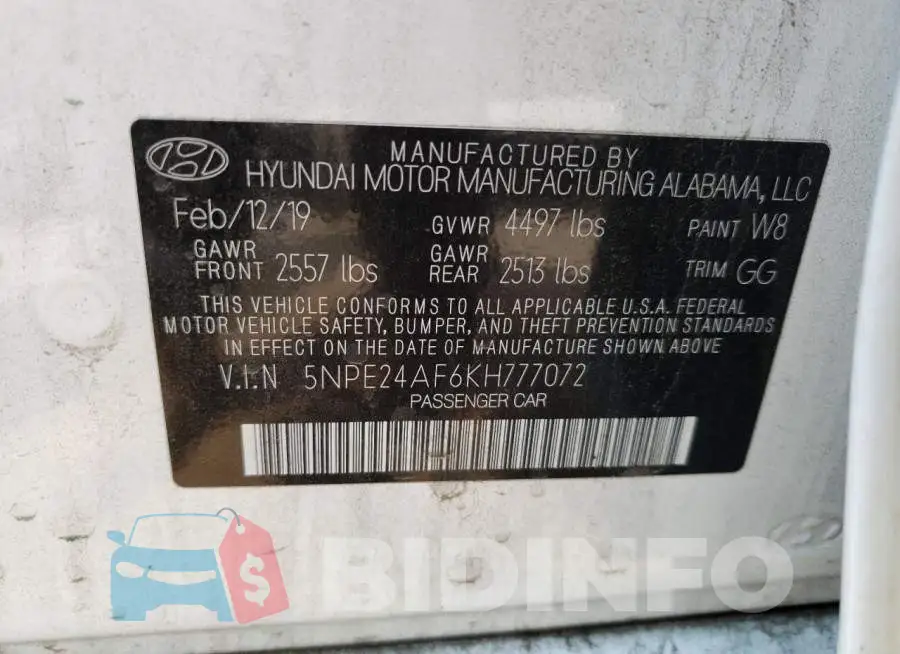 5NPE24AF6KH777072 Photo# 12