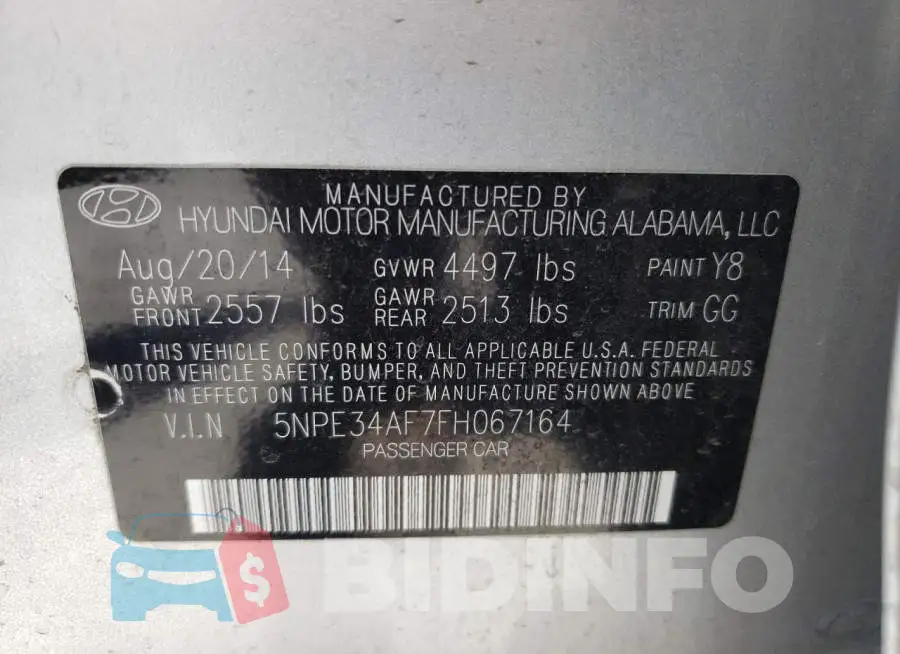 5NPE34AF7FH067164 Photo# 12