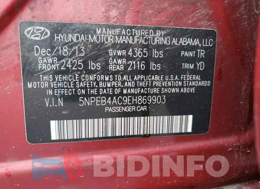 5NPEB4AC9EH869903 Photo# 12