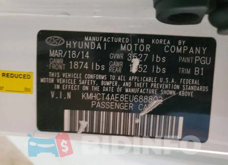 KMHCT4AE8EU688802 Photo# 12