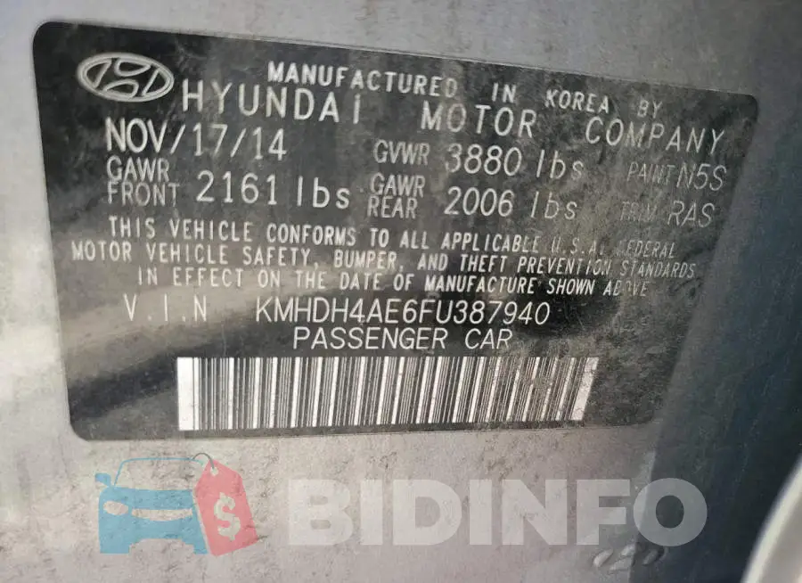 KMHDH4AE6FU387940 Photo# 13