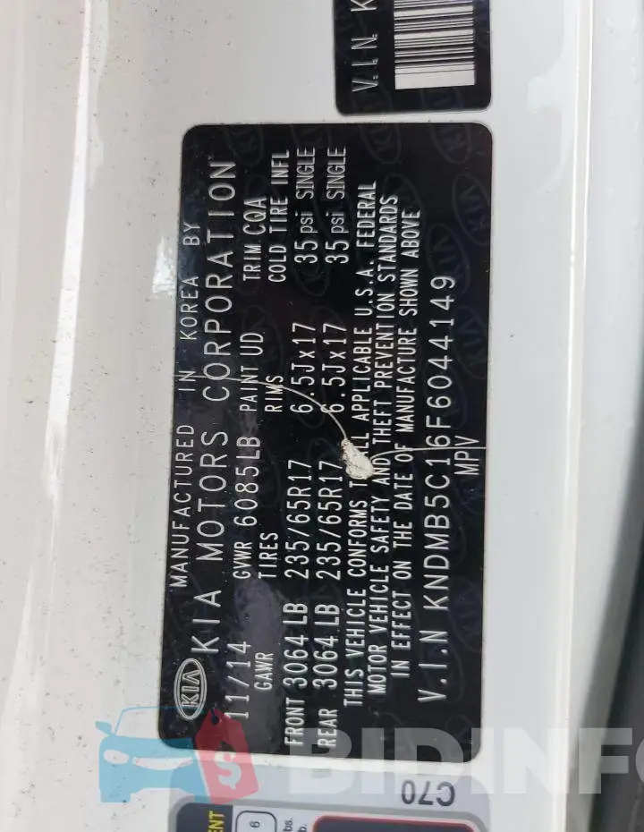 KNDMB5C16F6044149 Photo# 13