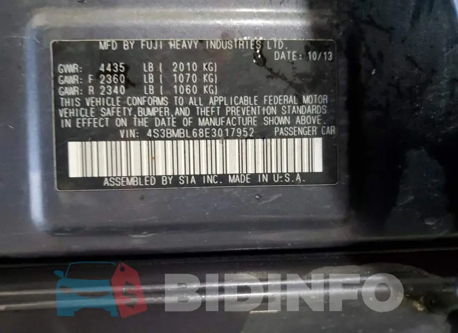 4S3BMBL68E3017952 Photo# 12