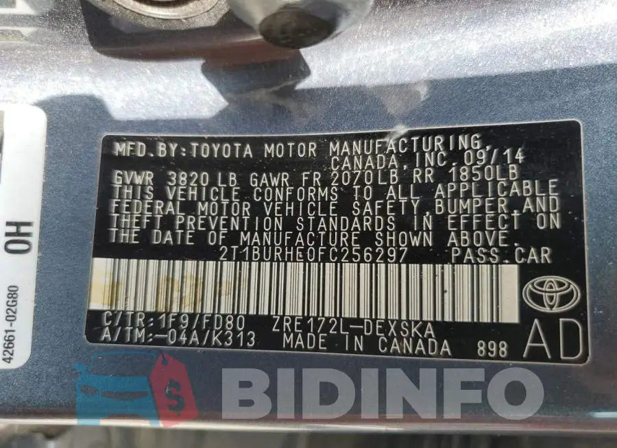 2T1BURHE0FC256297 Photo# 12