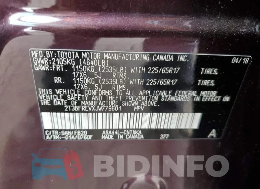 2T3BFREVXJW779601 Photo# 13