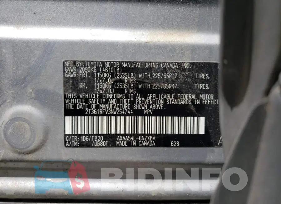 2T3G1RFV3NW254744 Photo# 14