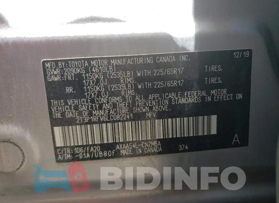 2T3P1RFV6LC082241 Photo# 13