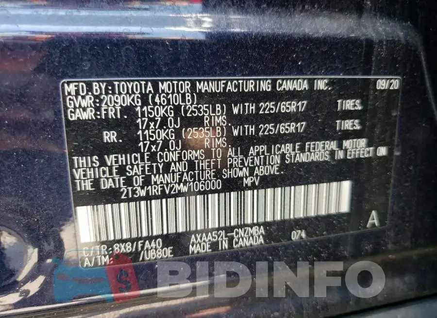 2T3W1RFV2MW106000 Photo# 10