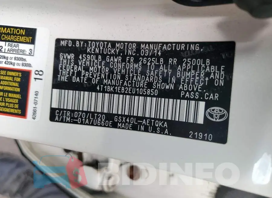 4T1BK1EB2EU105850 Photo# 13