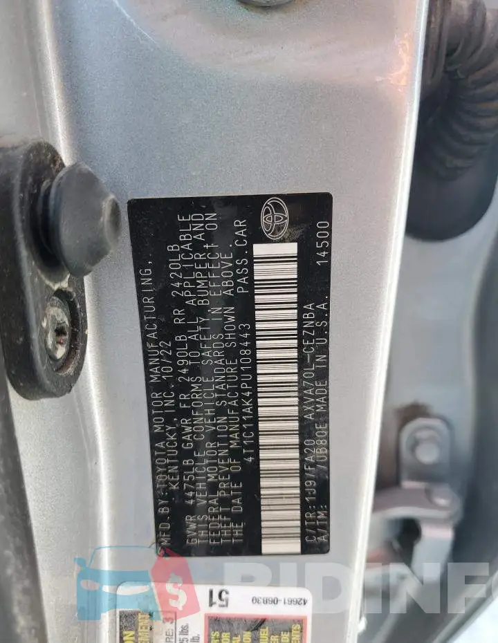 4T1C11AK4PU108443 Photo# 12