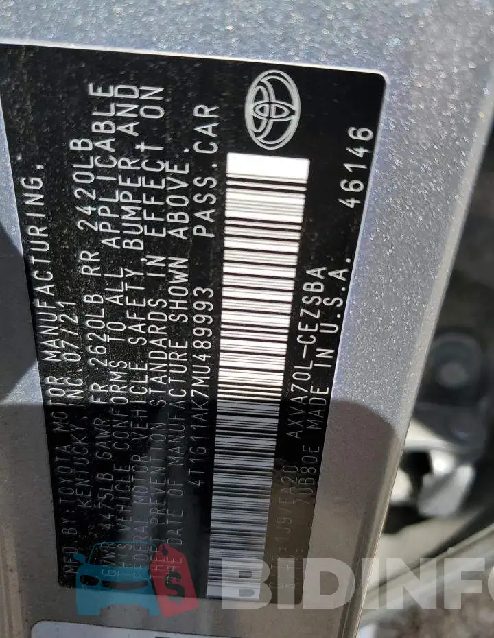 4T1G11AK7MU489993 Photo# 12