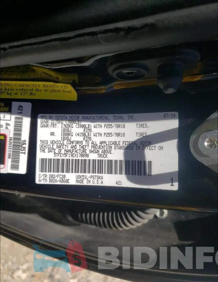 5TFEY5F19EX170898 Photo# 10