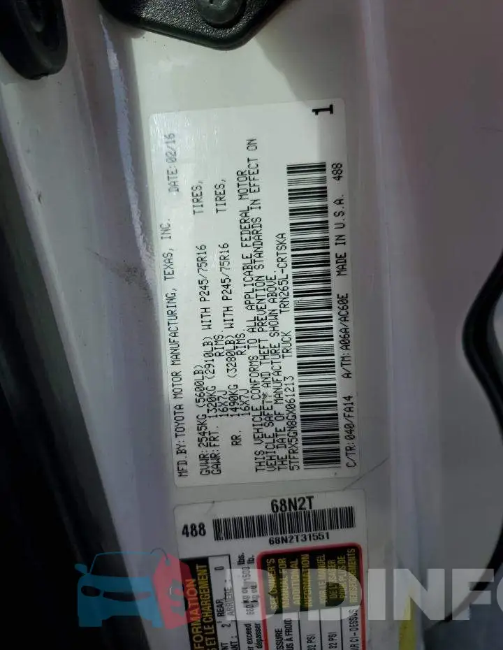5TFRX5GN8GX061213 Photo# 12