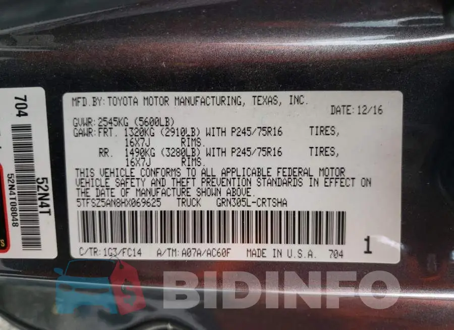 5TFSZ5AN8HX069625 Photo# 12