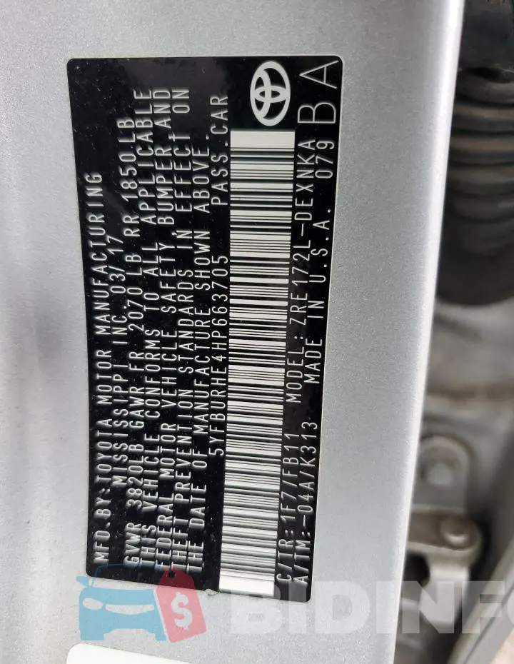5YFBURHE4HP663705 Photo# 12