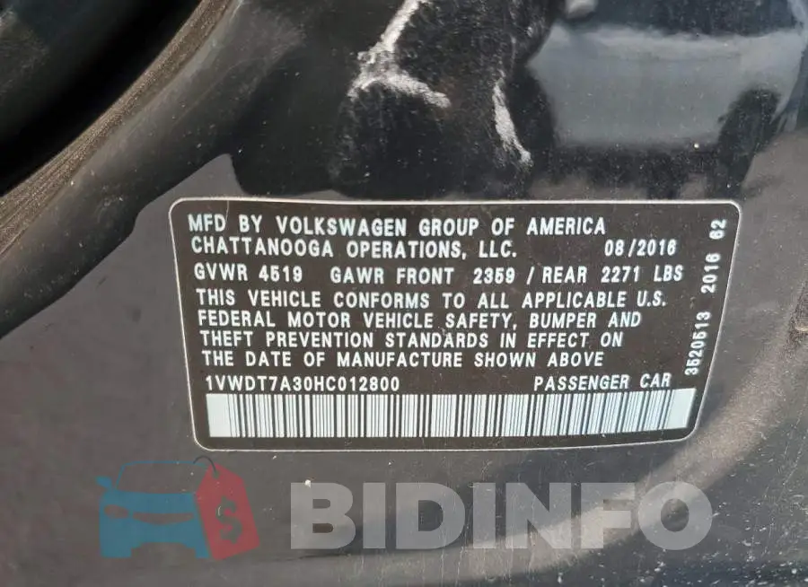 1VWDT7A30HC012800 Photo# 12