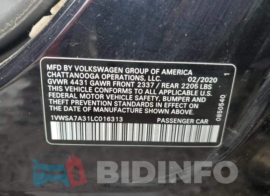 1VWSA7A31LC016313 Photo# 12