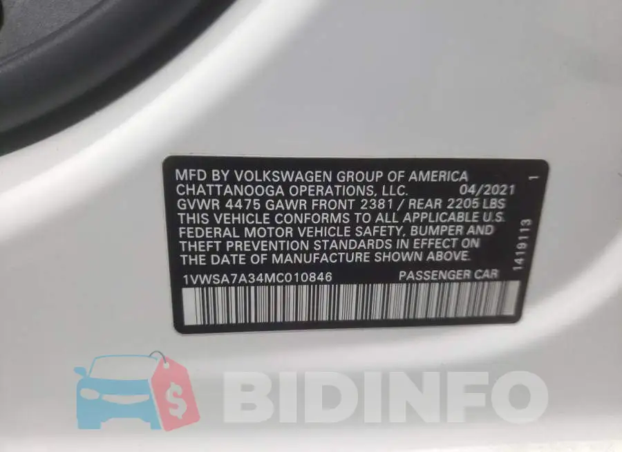 1VWSA7A34MC010846 Photo# 12