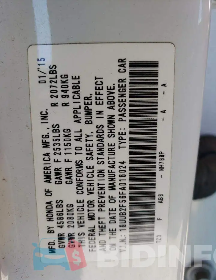 19UUB2F56FA016024 Photo# 13