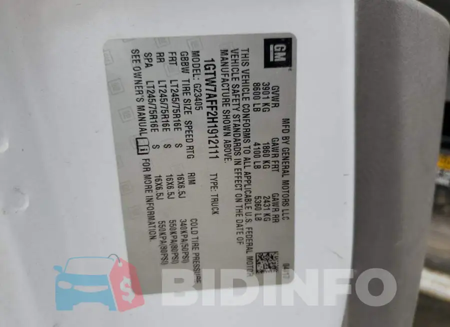 1GTW7AFF2H1912111 Photo# 13