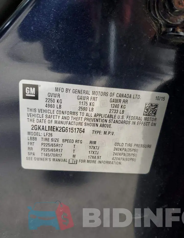 2GKALMEK2G6151764 Photo# 12
