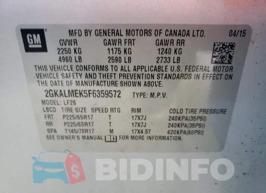 2GKALMEK5F6359572 Photo# 14