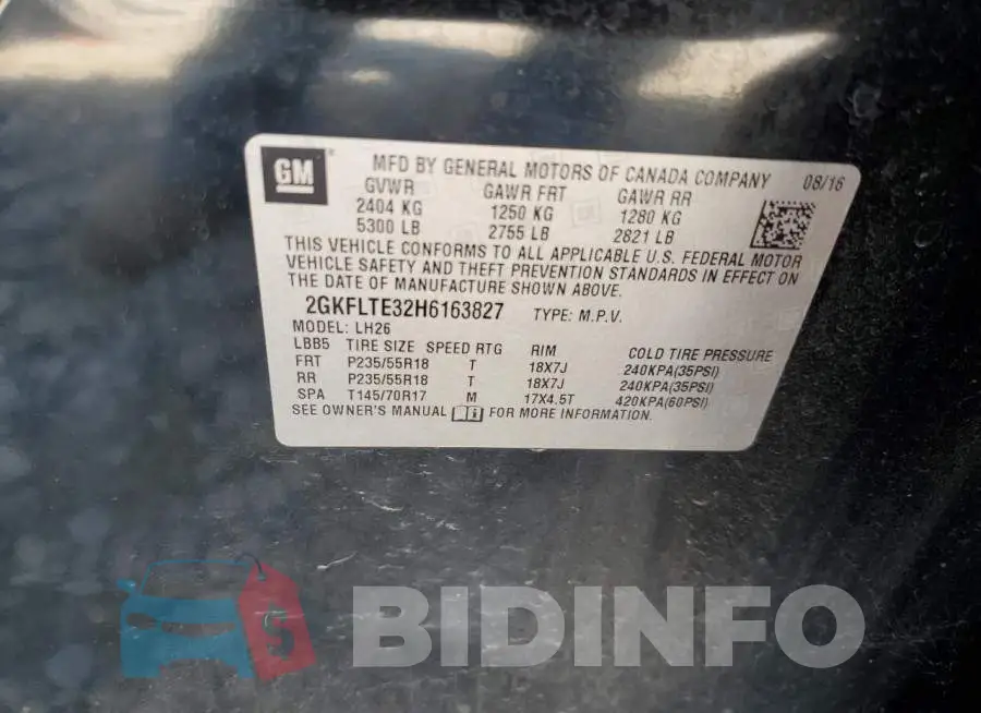 2GKFLTE32H6163827 Photo# 13