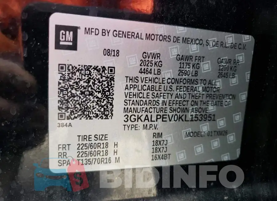 3GKALPEV0KL153951 Photo# 14