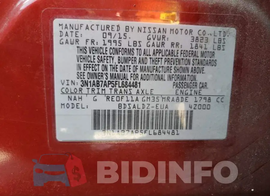 3N1AB7AP5FL684481 Photo# 12