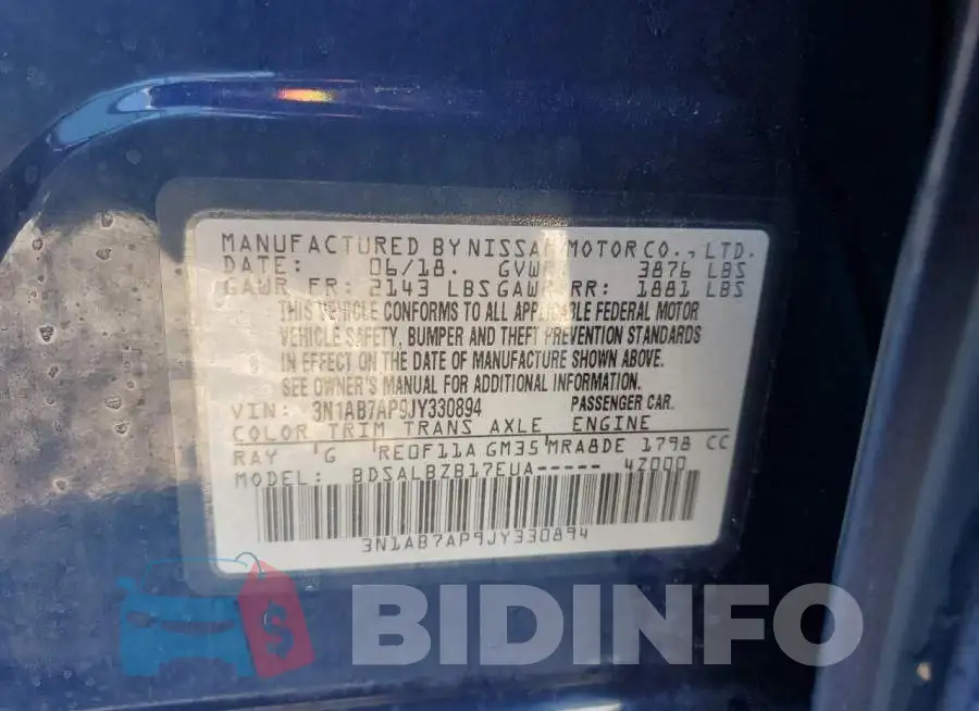 3N1AB7AP9JY330894 Photo# 13