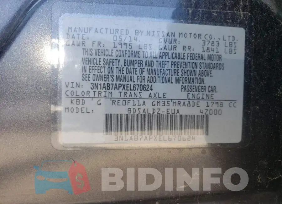3N1AB7APXEL670624 Photo# 13