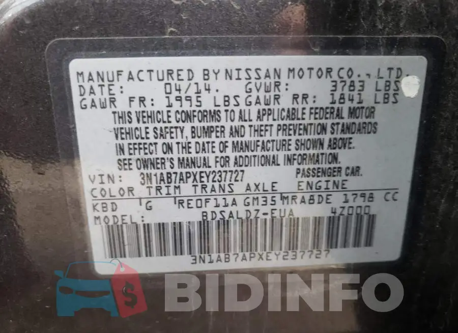 3N1AB7APXEY237727 Photo# 12