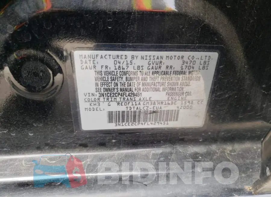 3N1CE2CP4FL429451 Photo# 12