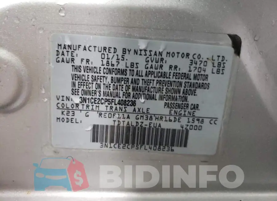 3N1CE2CP5FL408236 Photo# 12