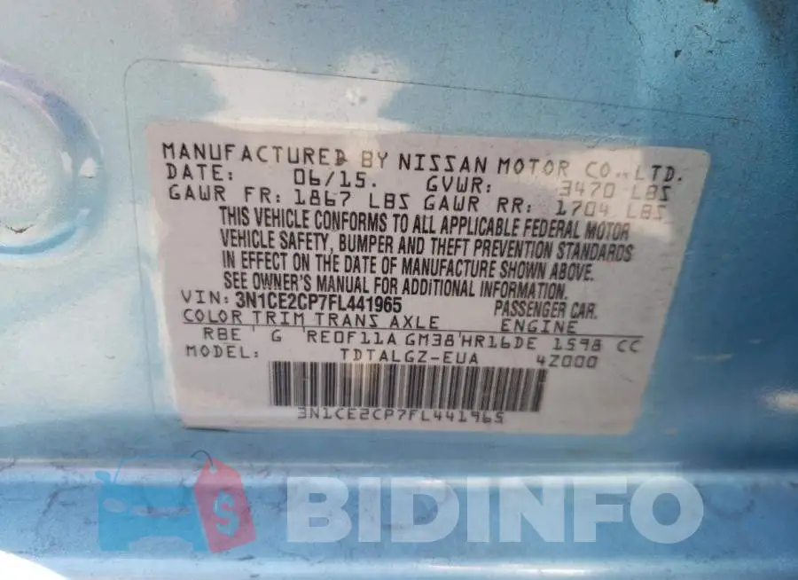 3N1CE2CP7FL441965 Photo# 12