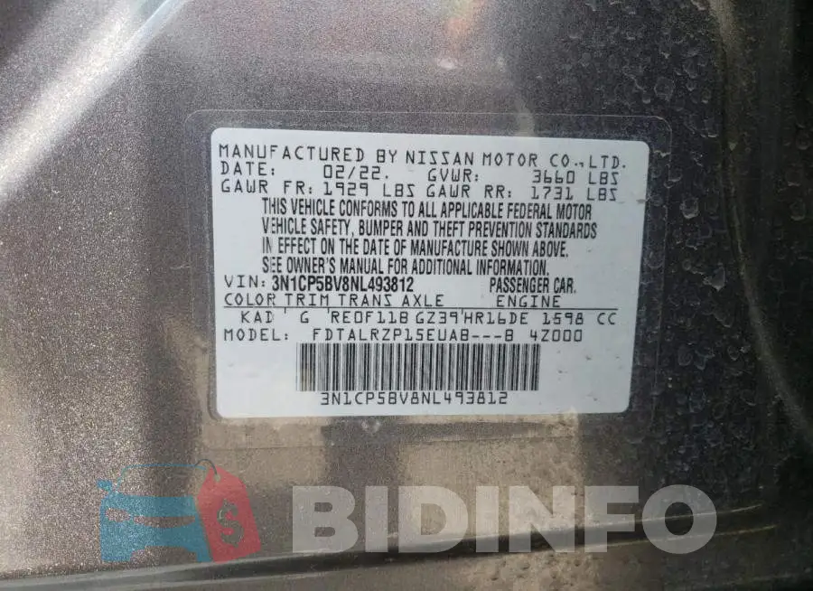 3N1CP5BV8NL493812 Photo# 14