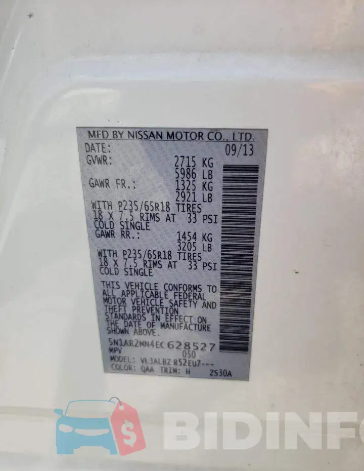 5N1AR2MN4EC628527 Photo# 14